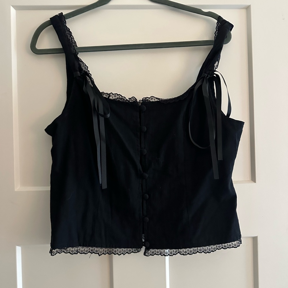 Lioness Black Lace Trim Top
